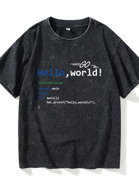 极客helloworld程序员代码码猴码农T恤短袖时尚衣服女男圆领大码