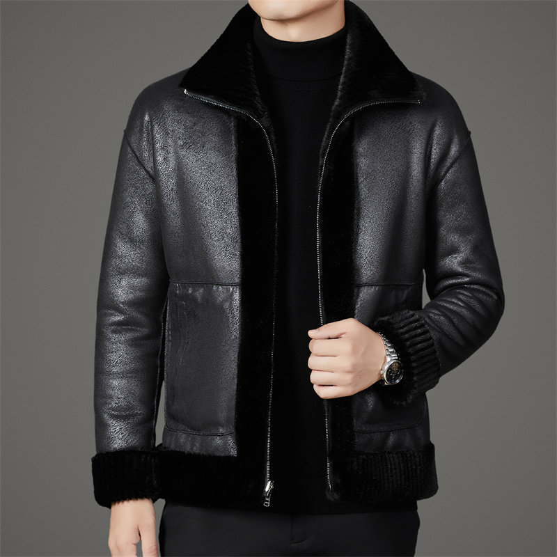 冬季高品雪兰貂两面穿短款男皮毛一体仿皮草外套XZ804/M1215P235,男装皮衣,星座804（原QT730）