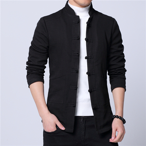冬季风修身加绒纯色上衣青年唐装大码汉服811P145图片
