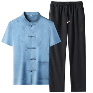 夏季高端提花唐装男士中老年风新中式汉服MT9302P123图片