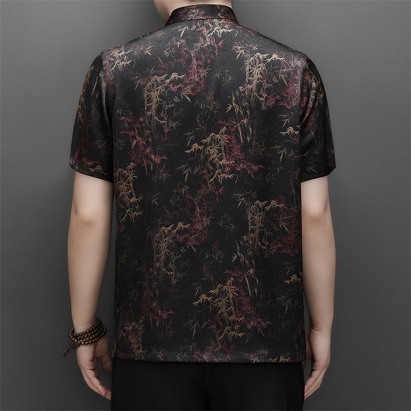 高端印花唐装夏季香云纱男中老年风新中式汉服T9216P90绿色,男装民族服装,星座804（原QT730）