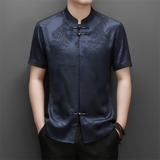 夏季高端唐装男士中老年风新中式汉服M5108P93藏青色，男装民族服装，星座804（原QT730）