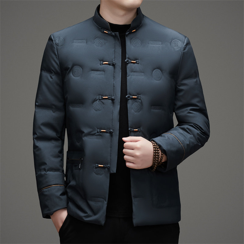 风唐装爸爸保暖外套男冬季中老年压胶羽绒服D2310P200模特,男装民族服装,星座804（原QT730）