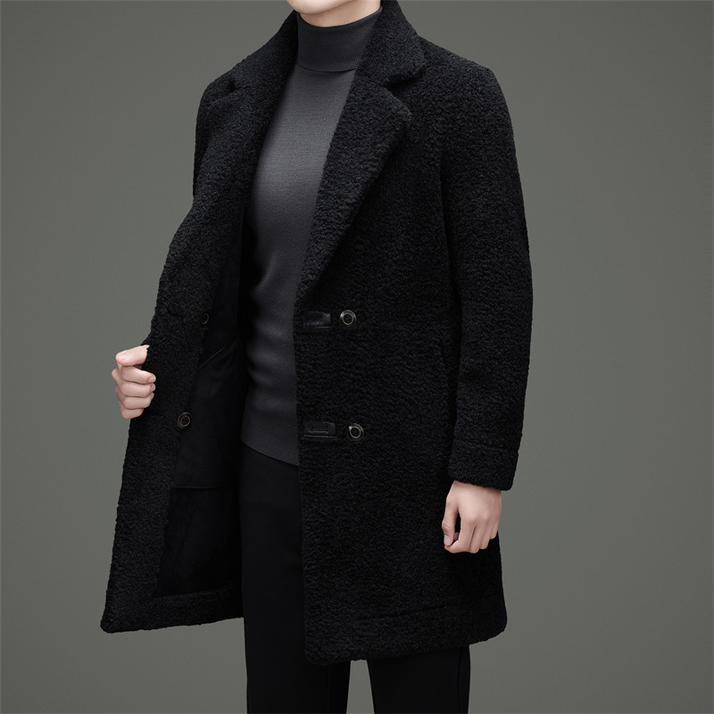 羊毛西装领羊剪绒双排扣上衣男皮毛一体双面穿XZ804/M26159P240，男装夹克，星座804（原QT730）