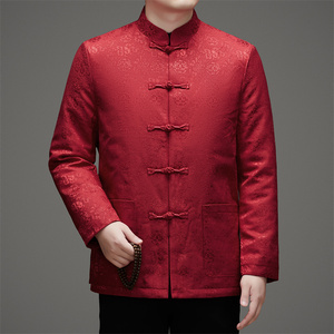 XZ804冬季老年人印花羽绒服父亲衣服风唐装汉服男D2009P190图片