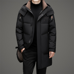 冬季可脱卸帽加厚保暖白鸭绒中长款男羽绒服外套XZ804/M9763P375图片