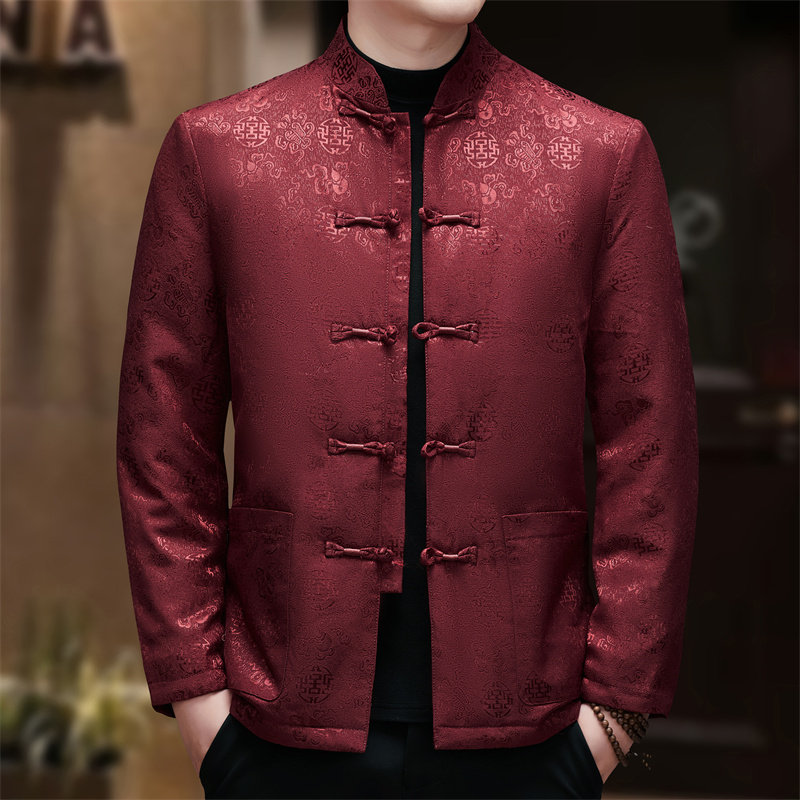 风冬季老人印花羽绒服爸爸唐装汉服男D2009P190,男装民族服装,星座804（原QT730）