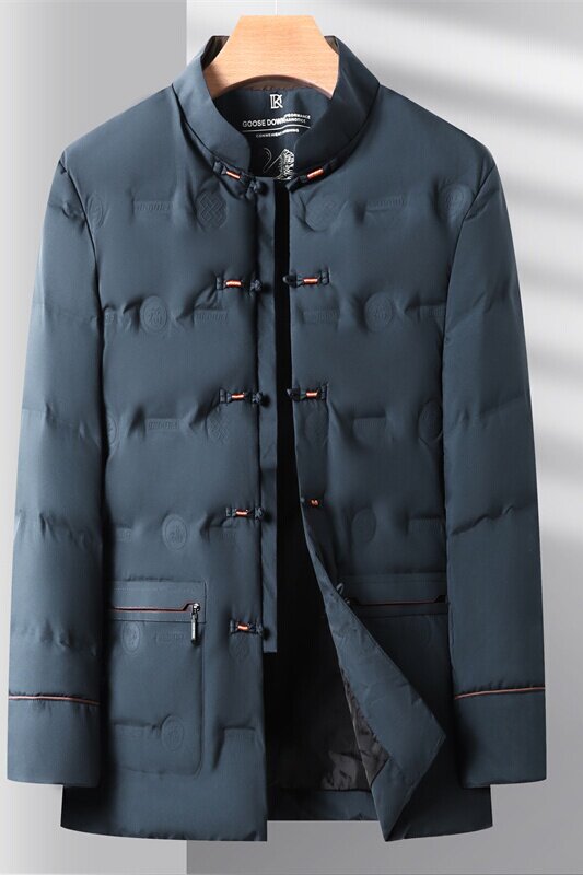 25年冬季中老年压胶羽绒服立领唐装爸爸保暖外套男D2310P200挂拍,男装民族服装,星座804（原QT730）