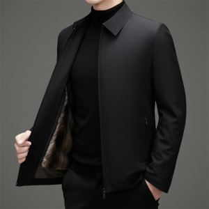 高品冬季新款中老年纯色商务羽绒服貂绒内胆可拆XZ804/M5199P235图片