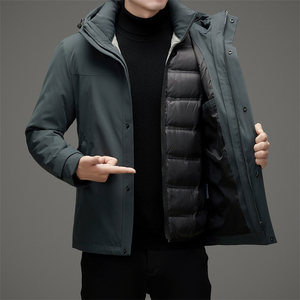 2025年冬季中老年连帽鹅绒羽绒服内胆可拆XZ804/M6735P315图片