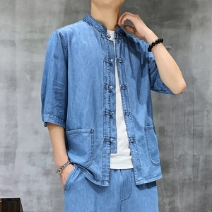 25年水洗牛仔五分袖薄款上衣风大码汉服XZ804/S7708P85图片