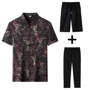 夏季香云纱高端印花唐装男士中老年风新中式汉服MC9216P108