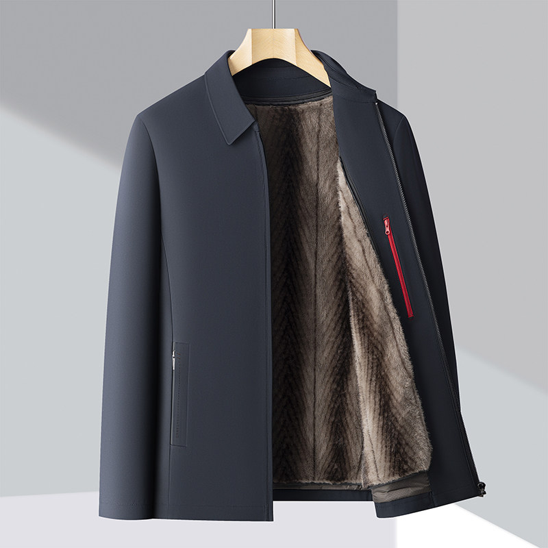 冬季高品中老年纯色商务羽绒服貂绒内胆可拆M5199P235挂拍,男装羽绒服,星座804（原QT730）