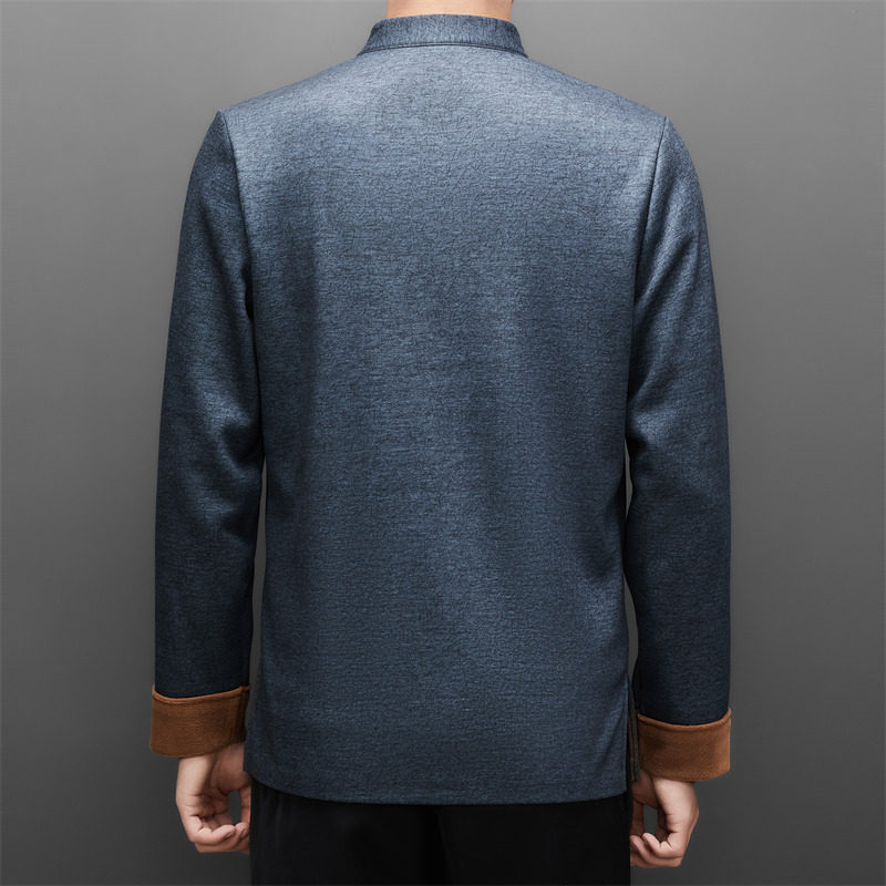 冬季老人印花唐装风男加绒爸爸中式品质外套M25313P115,男装民族服装,星座804（原QT730）