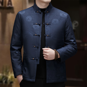 风唐装老人立领印花唐装羽绒服外套男XZ804/D21815P200外景图片