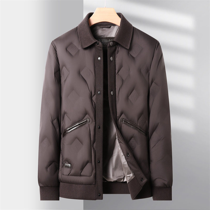 冬季新标50绒压胶翻领简约羽绒服XZ804/M6999P230,男装羽绒服,星座804（原QT730）