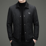 中老年秋冬男士加棉夹克菱格商务翻领棉衣B8501P165，男装棉衣，星座804（原QT730）