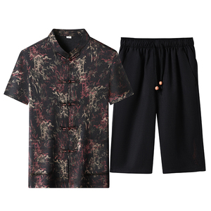 夏季香云纱高端印花唐装男士中老年风新中式汉服MB9216P86图片