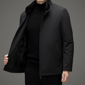 男中老年毛领水貂绒内胆可拆羽绒服冬季派克服品质外套M72308P310图片