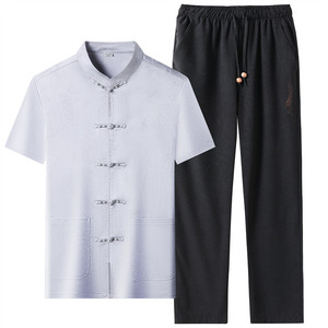 夏季高端提花唐装男士中老年风新中式汉服MT9302P123图片
