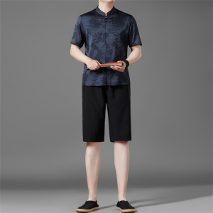 唐装套装高端男士中老年风新中式汉服MB5108P115蓝色图片