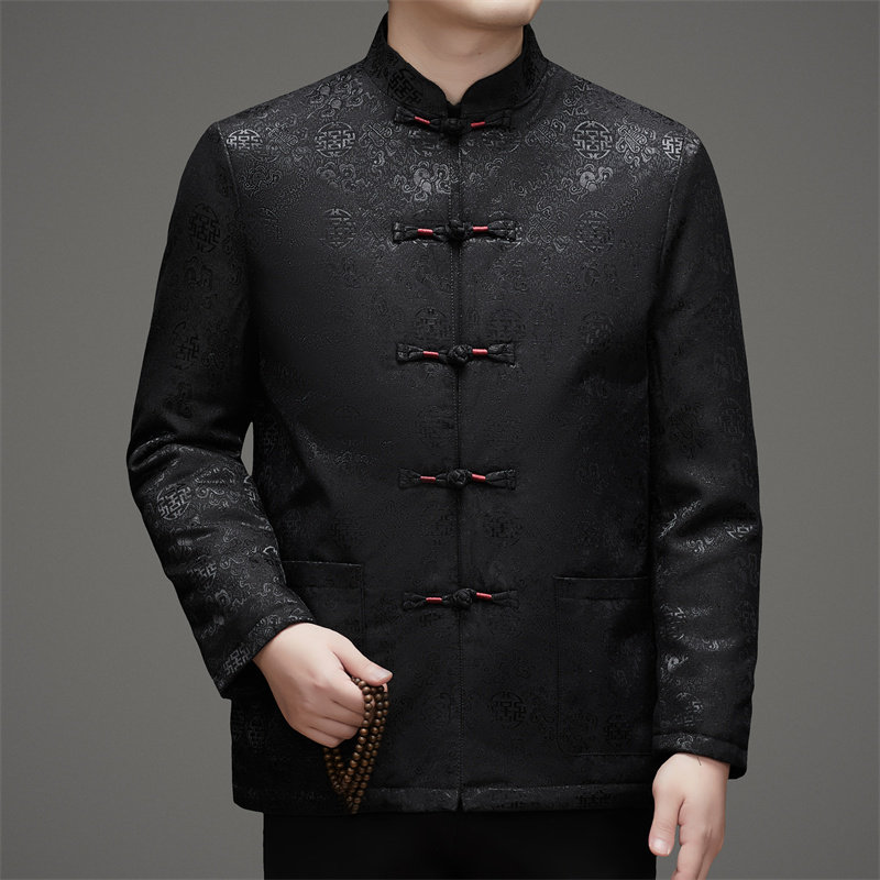 XZ804冬季老年人印花羽绒服父亲衣服风唐装汉服男D2009P190,男装民族服装,星座804（原QT730）