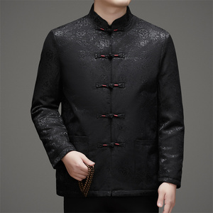 XZ804冬季老年人印花羽绒服父亲衣服风唐装汉服男D2009P190图片