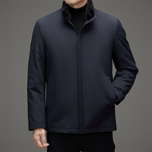 男中老年毛领水貂绒内胆可拆羽绒服冬季派克服品质外套M72308P310图片