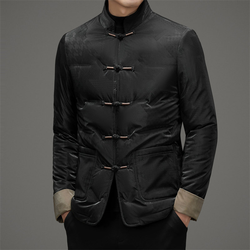 冬季中老年男士羽绒服风轻薄唐装父亲衣服汉服男M517P190,男装民族服装,星座804（原QT730）