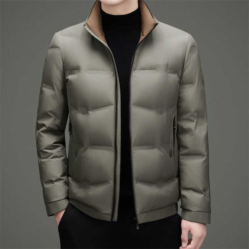 冬季立领商务羽绒服绣标中老年保暖外套XZ804/M6902P205,男装羽绒服,星座804（原QT730）