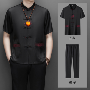 夏季中老年立领改良风刺绣套装D2181P95图片