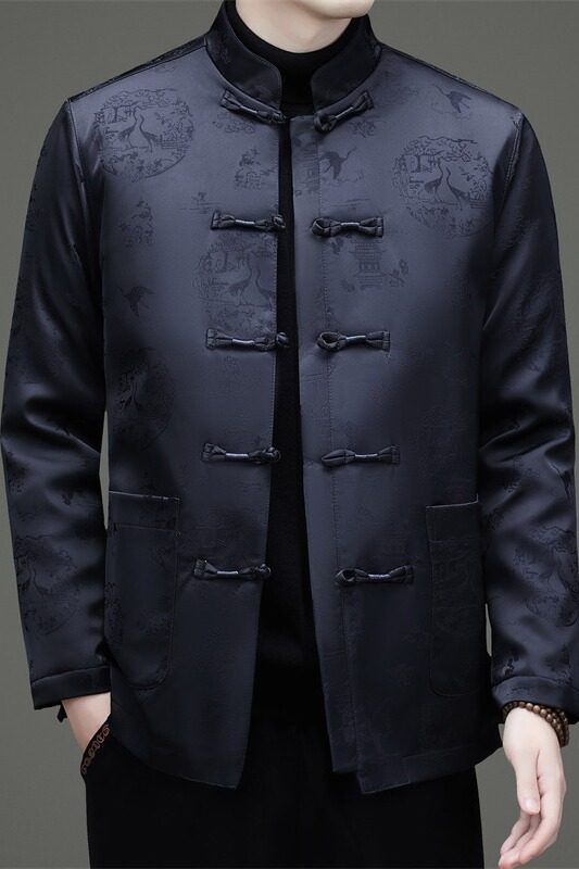 品质男装冬季风大码提花老人加绒唐装XZ804/R575P120,男装民族服装,星座804（原QT730）