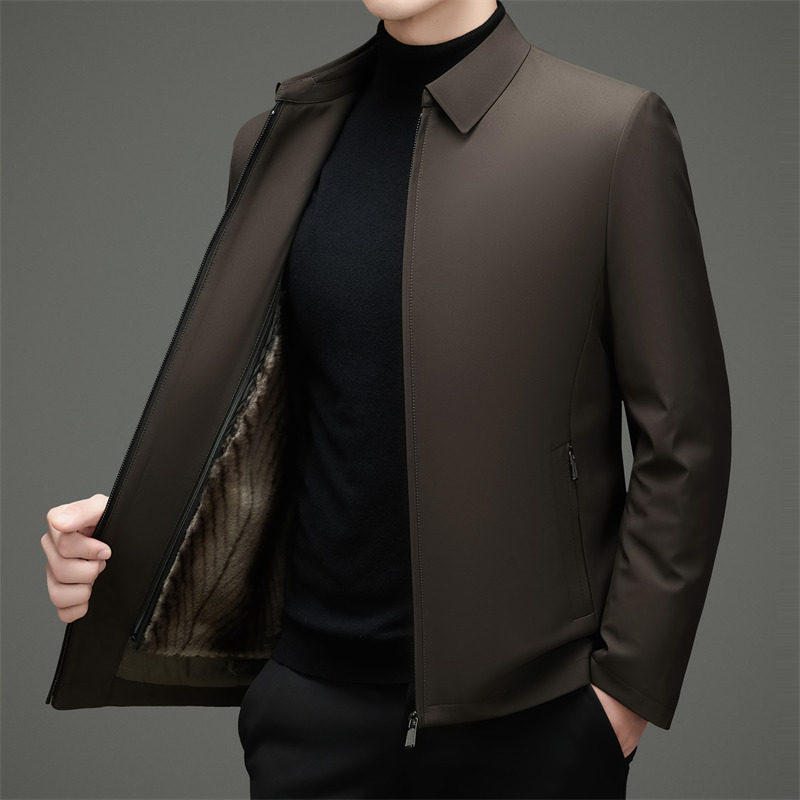 冬季高品中老年纯色商务羽绒服貂绒内胆可拆M5199P235,男装羽绒服,星座804（原QT730）