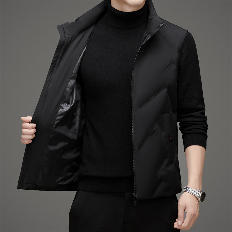 男士羽绒马甲冬季加厚保暖背心白鸭绒外套XZ804/M9703P110黑色,男装羽绒服,星座804（原QT730）