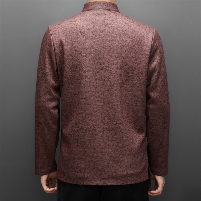 冬季老人印花唐装加绒风男爸爸中式品质外套M25317P115,男装民族服装,星座804（原QT730）