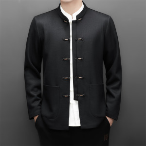 冬季老人纯色唐装风男加绒爸爸中式品质外套M25315P115，男装民族服装，星座804（原QT730）