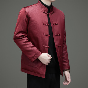 品质男装冬季风大码提花老人加绒唐装XZ804/R577P120图片