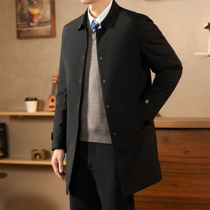 25年秋冬新款中老年中长款纯色商务羽绒服薄款XZ804/M3709P185