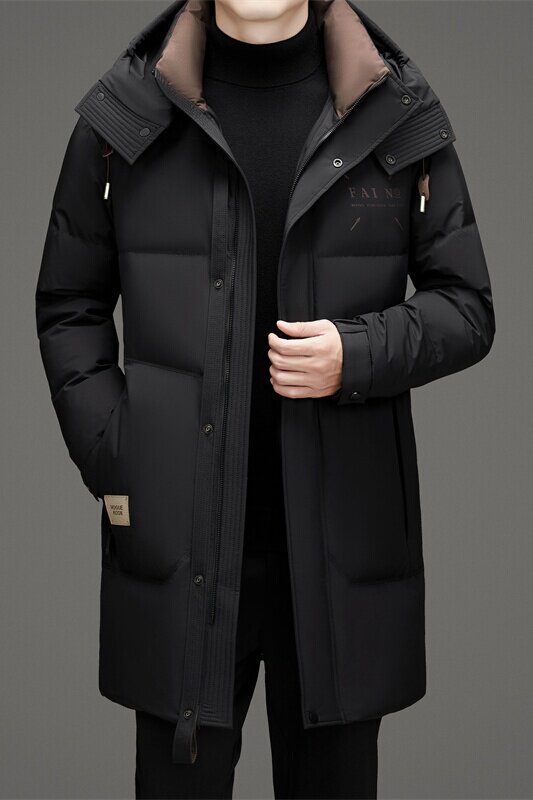 冬季可脱卸帽加厚保暖白鸭绒中长款男羽绒服外套XZ804/M9763P375,男装羽绒服,星座804（原QT730）