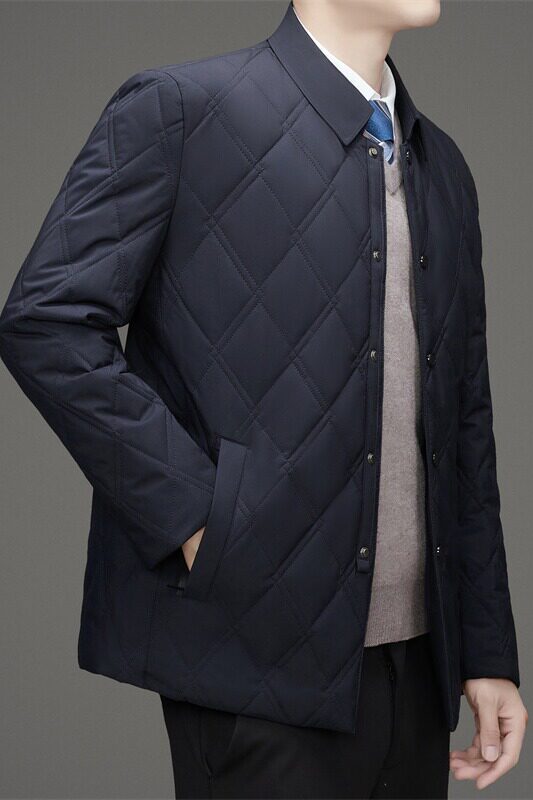 秋冬外套中老年干部男士加棉夹克菱格商务翻领棉衣XZ804/M3742P85,男装棉衣,星座804（原QT730）