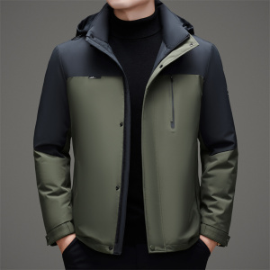 中老年男士加绒内胆可脱可脱卸帽拼色鸭绒羽绒服XZ804/M9785P295，男装羽绒服，星座804（原QT730）