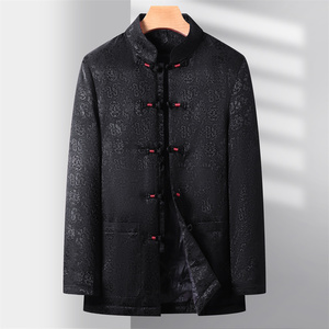 风唐装汉服男冬季老人印花羽绒服XZ804/D2009P190挂拍图片