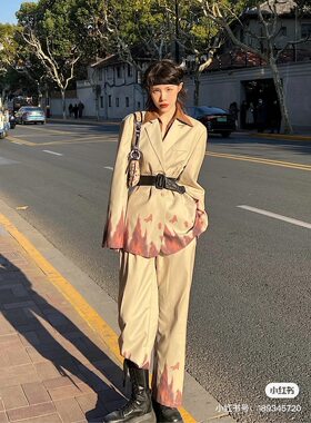 泥晕扎染西服手工自制廓形西装