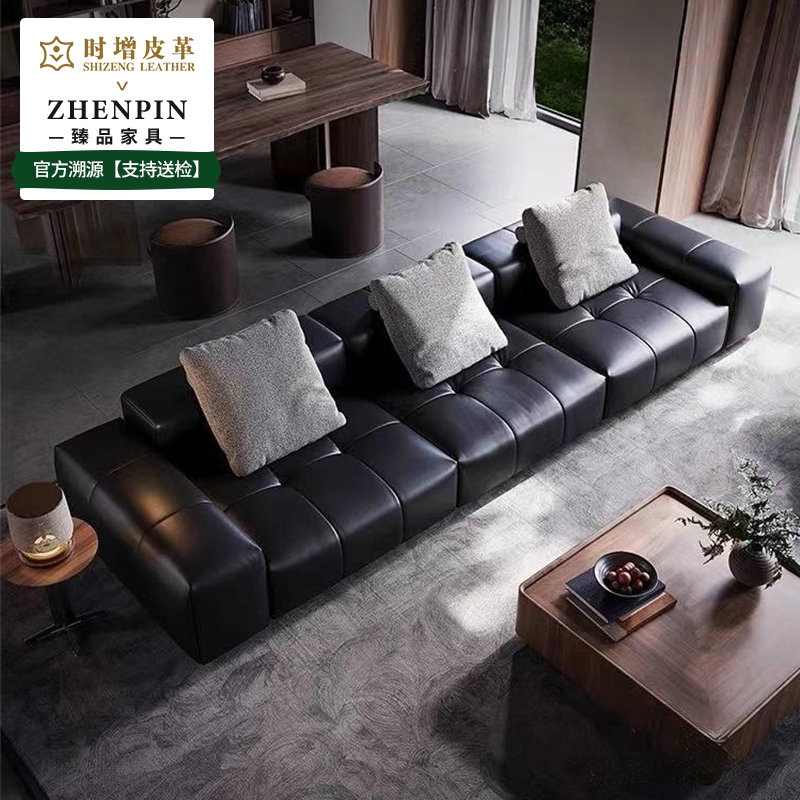 时增银河全青皮沙发头层牛皮飞天茅台米洛提半青皮牛皮像素大沙发