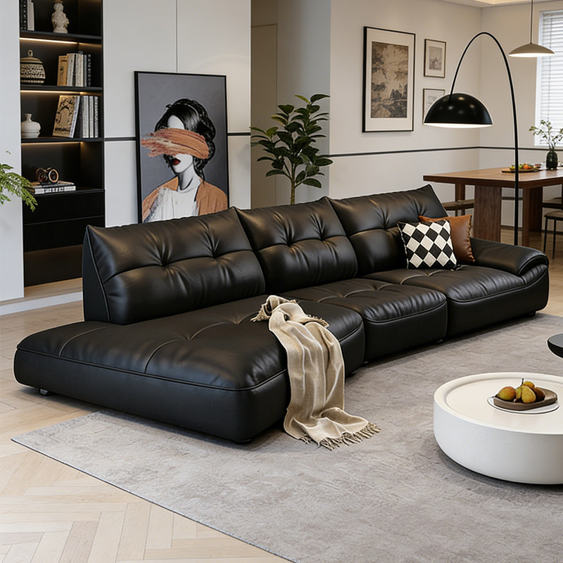 时增银河全青皮沙发头层牛皮飞天茅台米洛提半青皮弧形沙发新款