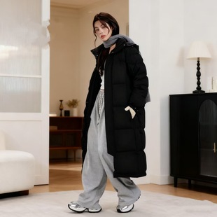 亮世秋同款2025年新款羽绒服女超长款冬季加厚宽松过膝情侣男外套