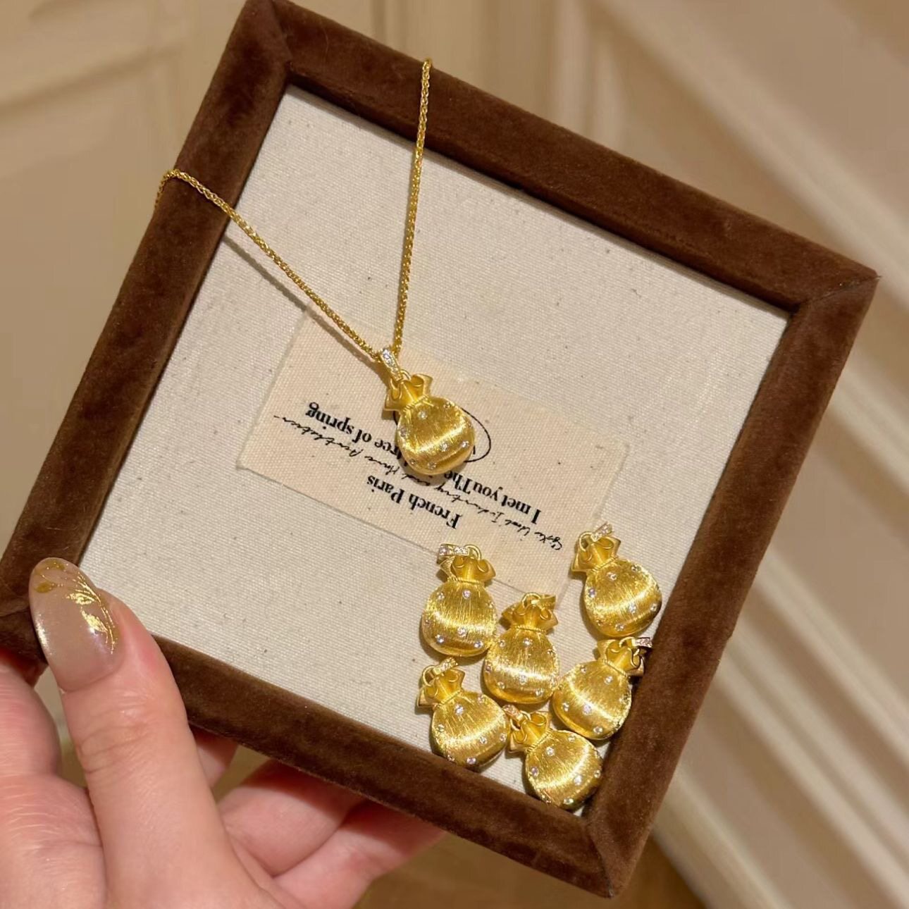 幸运镶钻小福袋项链女新中式精致钱袋子锁骨链配饰送闺蜜礼物