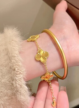 高颜值葫芦四叶草手链女轻奢小众精致手饰气质百搭高级感手镯配饰