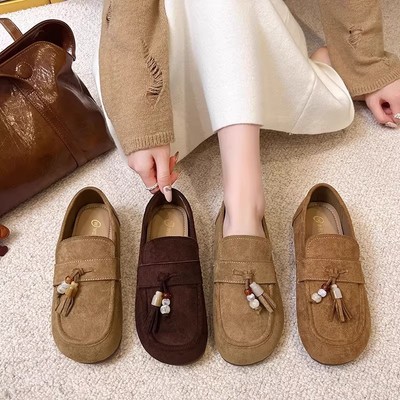 大码女鞋41到43宽胖脚春秋新款勃肯鞋子女前脚掌加宽胖mm平底单鞋