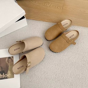 单鞋 大码 春秋新款 女鞋 女前脚掌加宽外穿包头半拖 41到43宽胖脚凉鞋